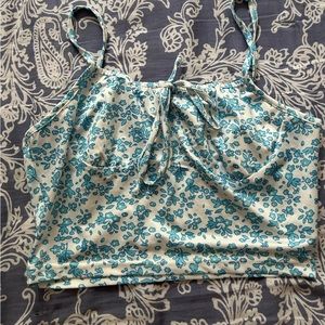 Shein blue floral crop top
